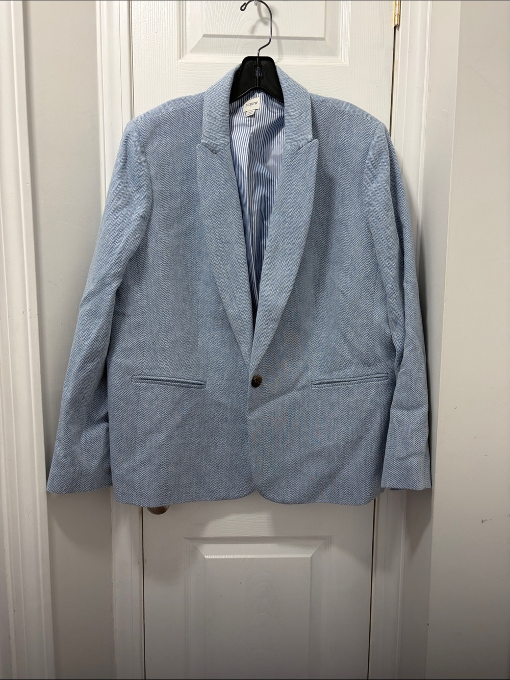 J. Crew Light Blue Women's Blazer - Single Button Notch Lapel